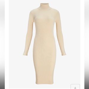 Ribbed Turtleneck MIDI Sweater Dress